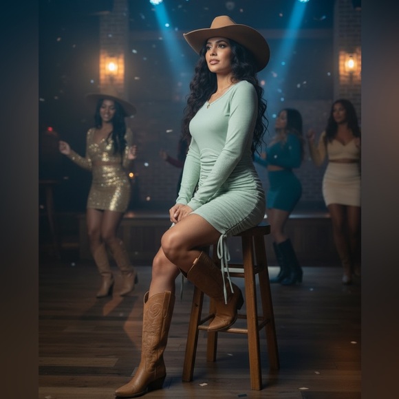 Knit dress mint colour green - Picture 3 of 8